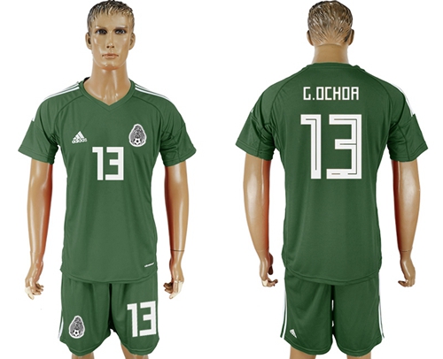 Mexico #13 G.Ochoa Green Goalkeeper Soccer Country Jersey